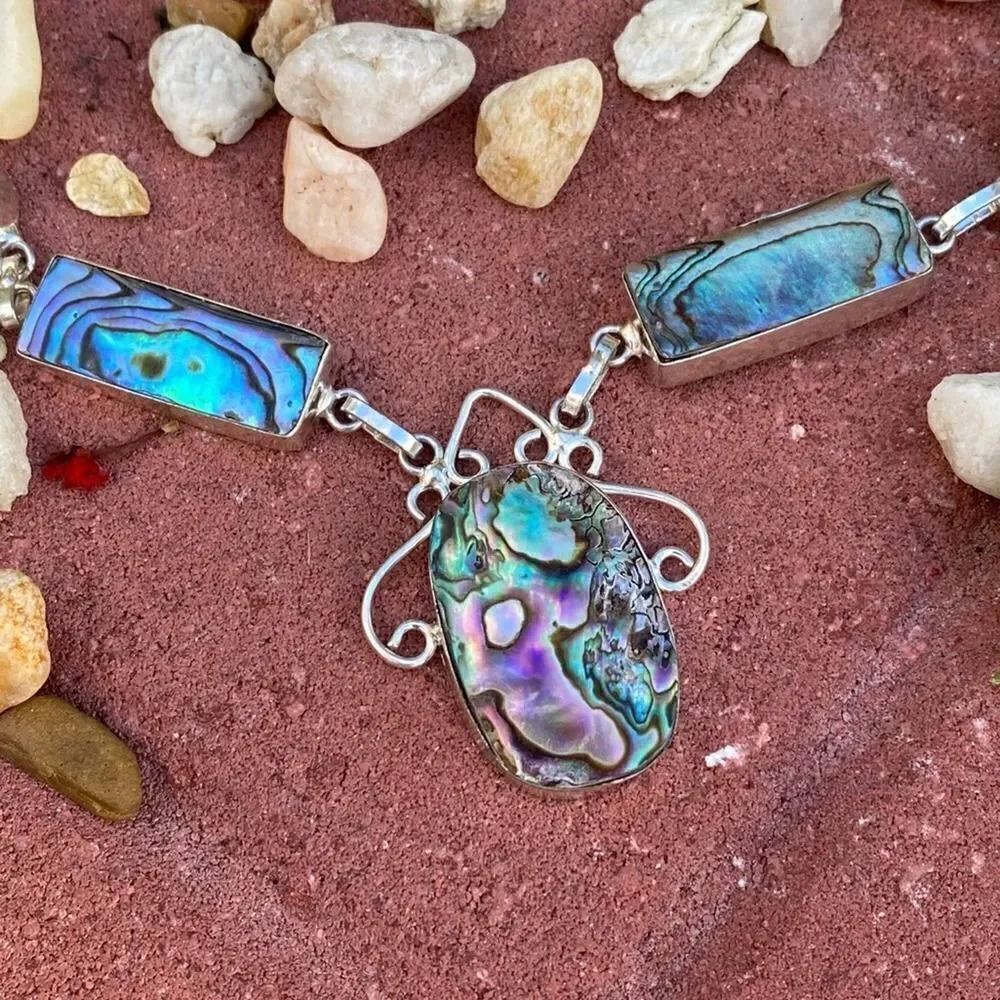 Abalone Sterling Silver Boho Necklace